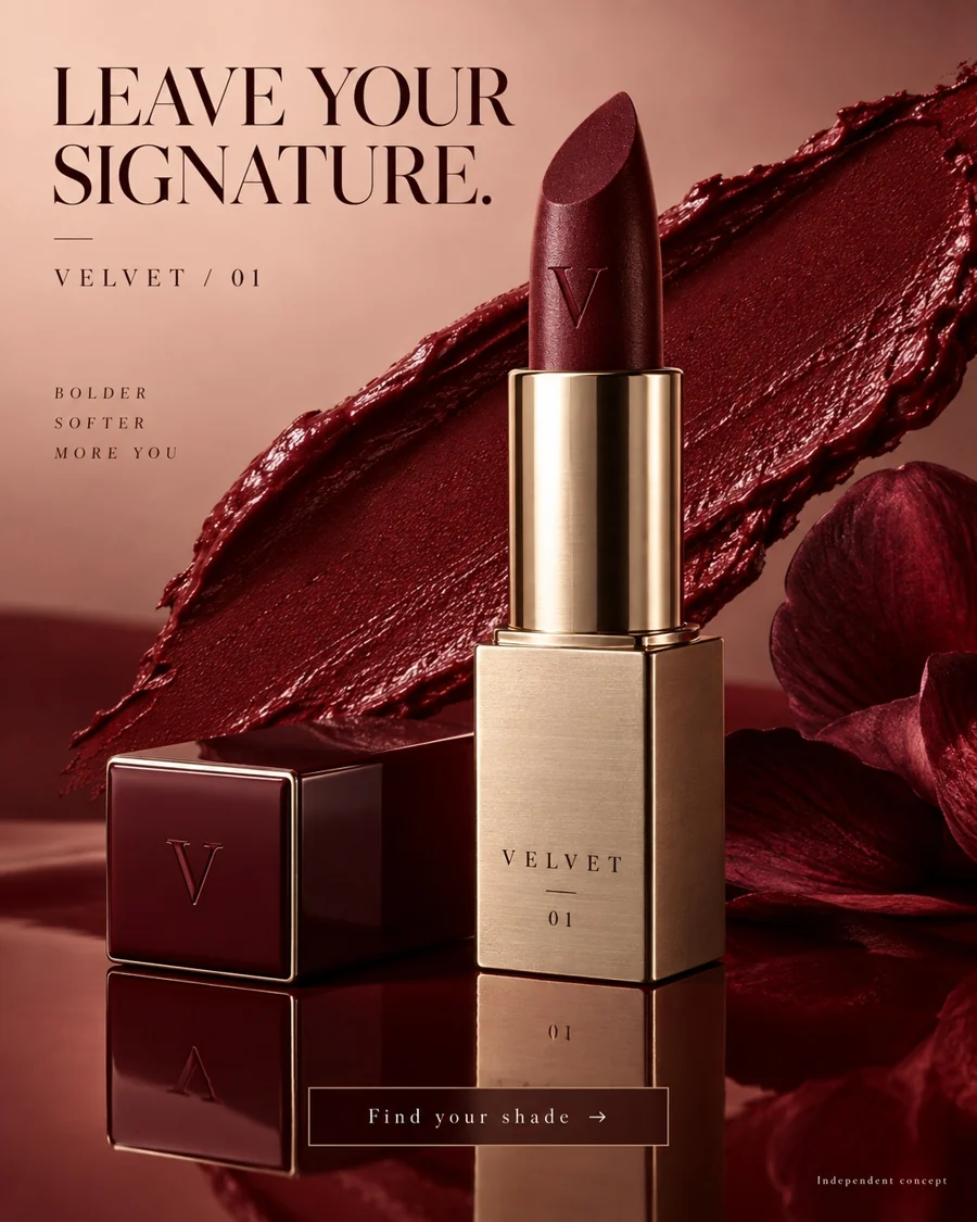 Velvet 01: beauty / static ad, independent concept by RAIKORA
