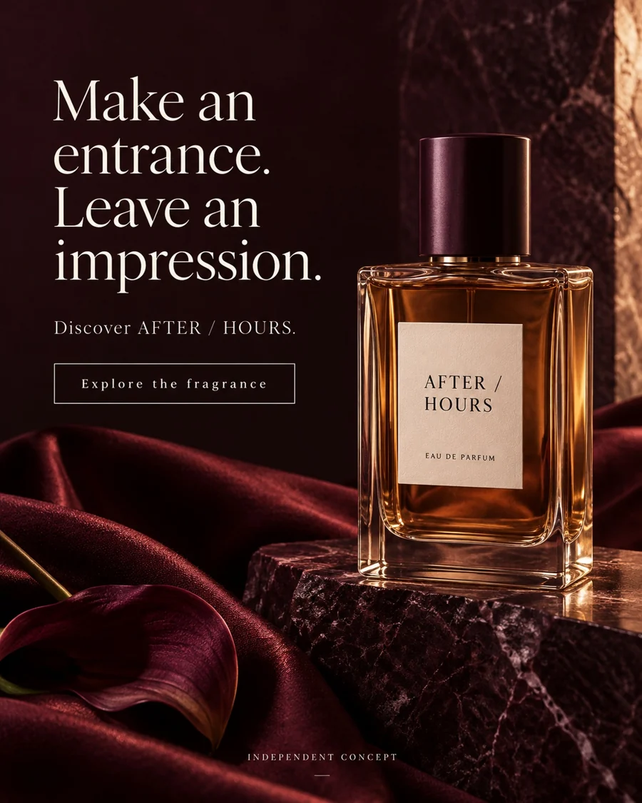 After Hours: fragrance / static ad, independent concept by RAIKORA