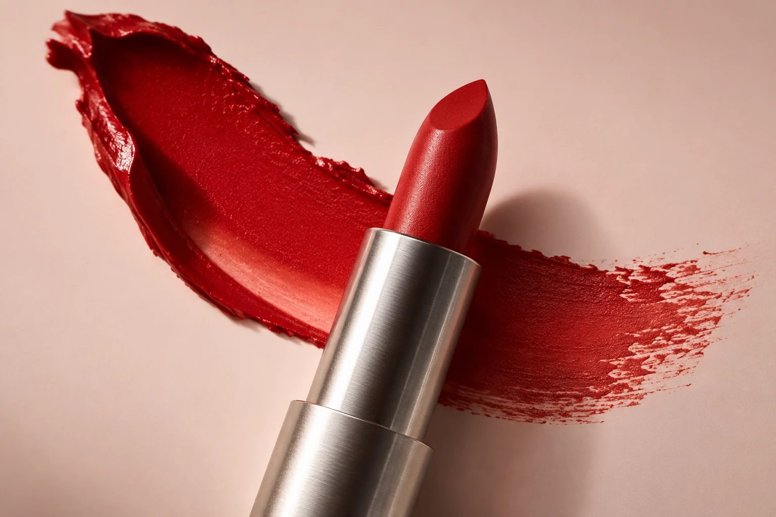 Red lipstick in a metallic case — original AI concept